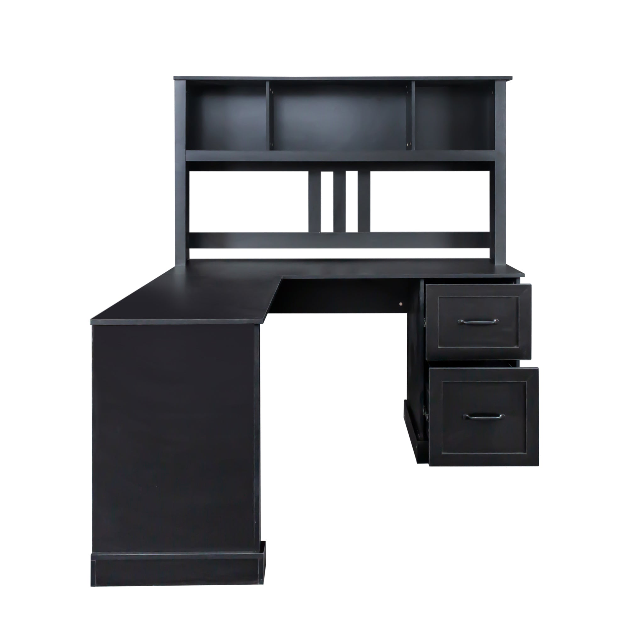 Space-Saving Home Office Computer Workstation with Storage Shelves