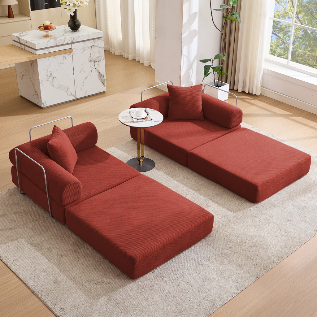 2 Seat Convertible Couch Folding Mattress Couch Sofa Bed