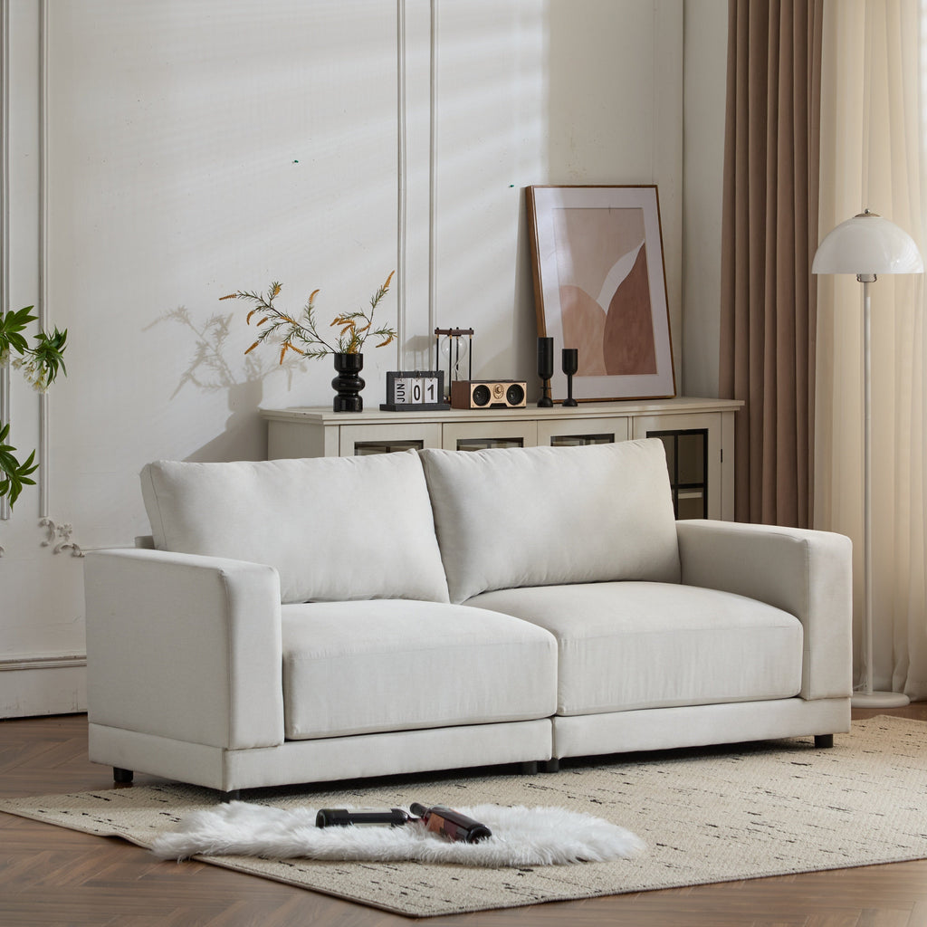 81'' Modern Square Arm Sofa with Soft Fabric Upholstery