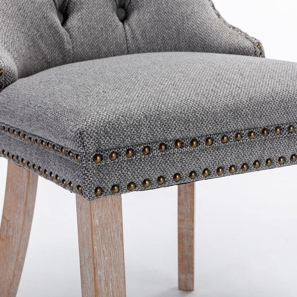 Linen Contemporary Tufted Flax Upholstered Dining Chairs (Set of 2)