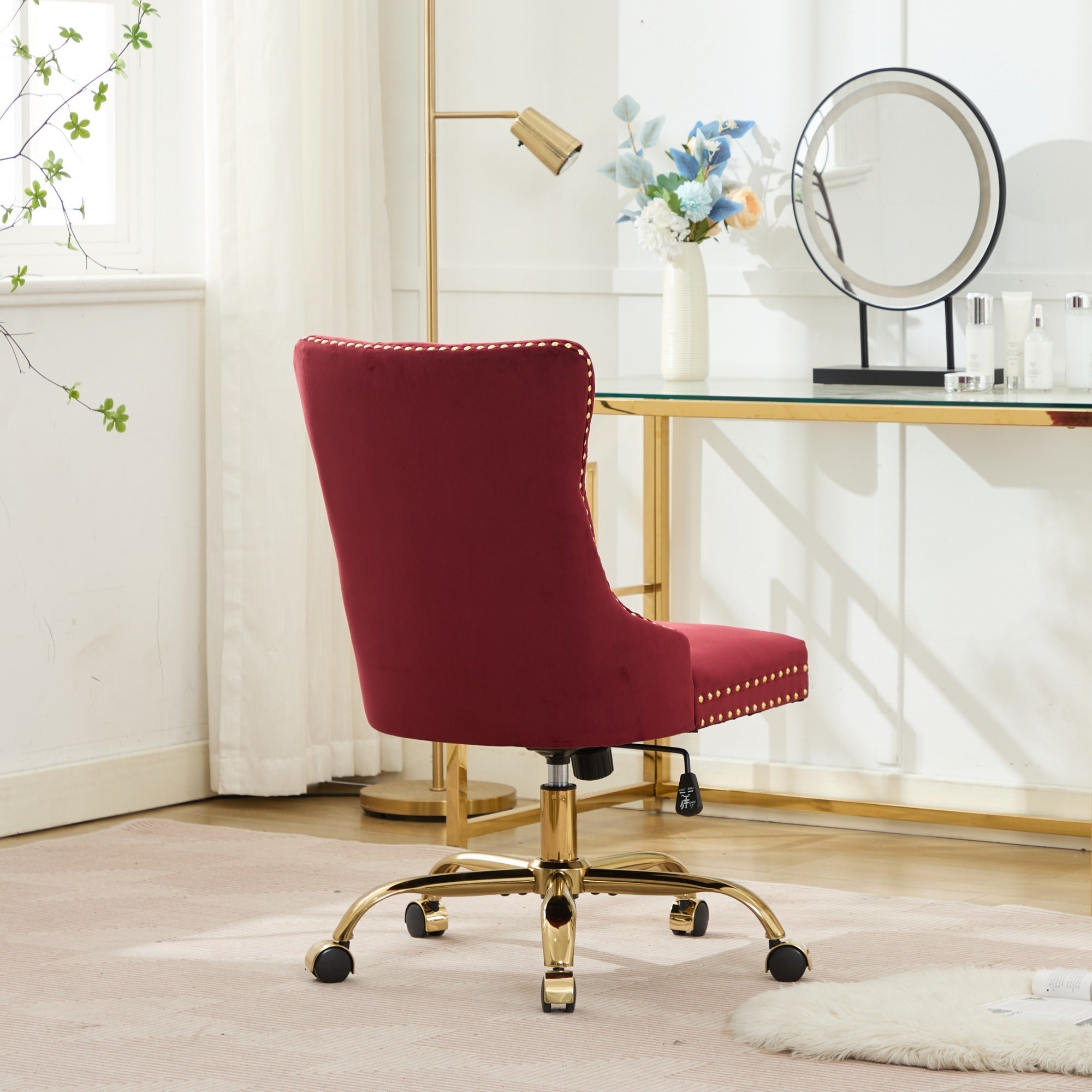 Modern Velvet Upholstered Tufted Button Home Office Chair
