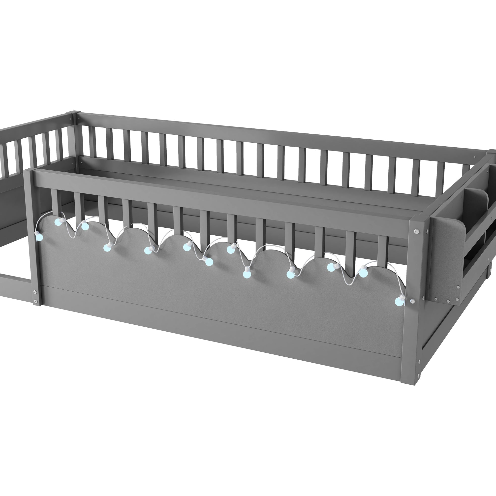 Twin/Full Montessori Floor Kids Bed Frame with High Rails