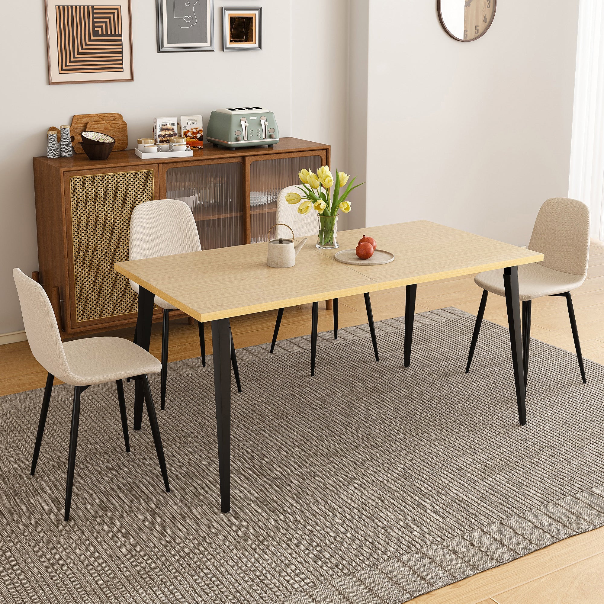 63-inch Farmhouse Industrial Dining Table Set