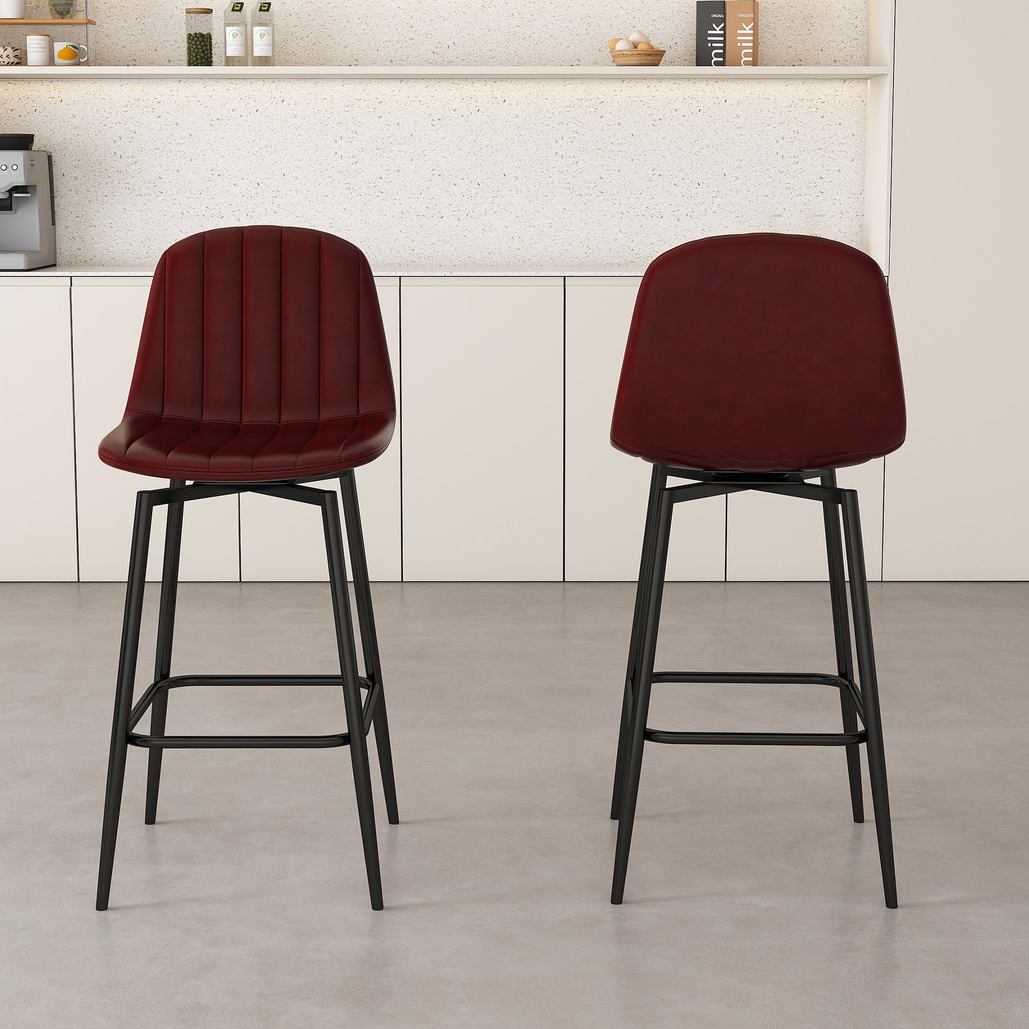 Modern Bar Stools with Swivel Mechanism (Set of 2)