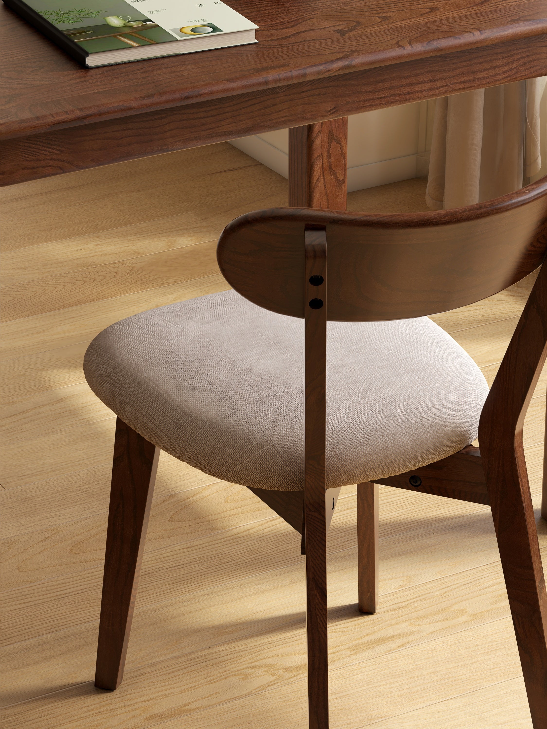 2Pcs Solid Wood Dining Room Chair with Upholstered