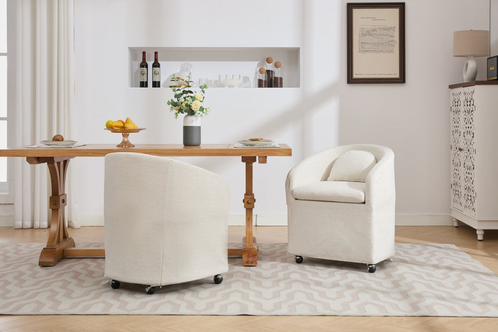 Modern Chenille Fabric Dining Armchair with Back Cushion