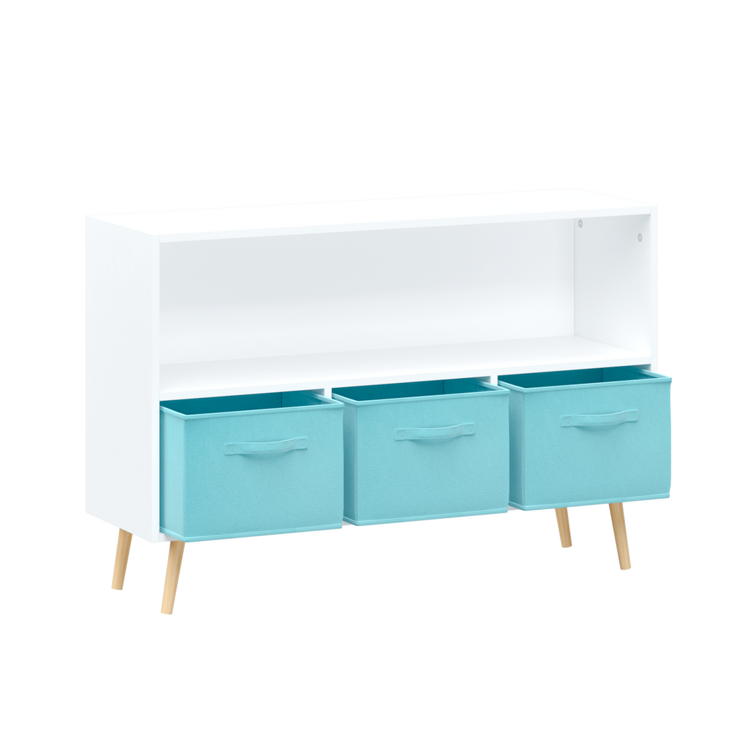 Children's Book Display Kids Bookcase with 3 Fabric Bins