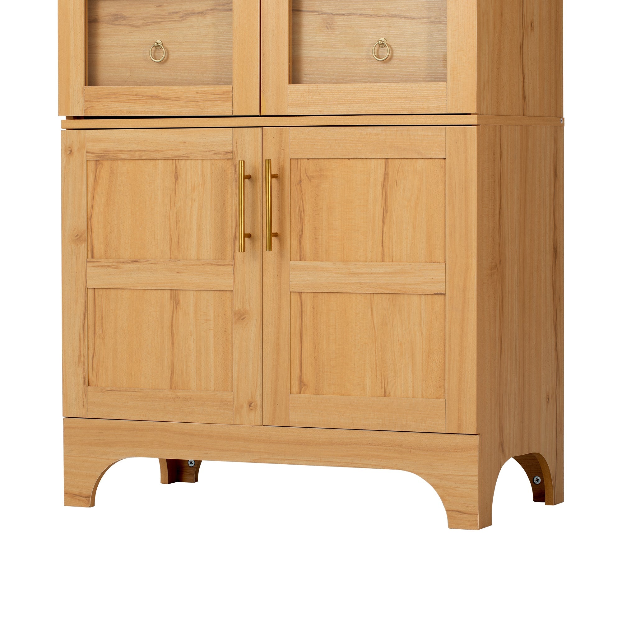 71" Tall Arched Farmhouse Kitchen Pantry Cabinet with Door Shelves