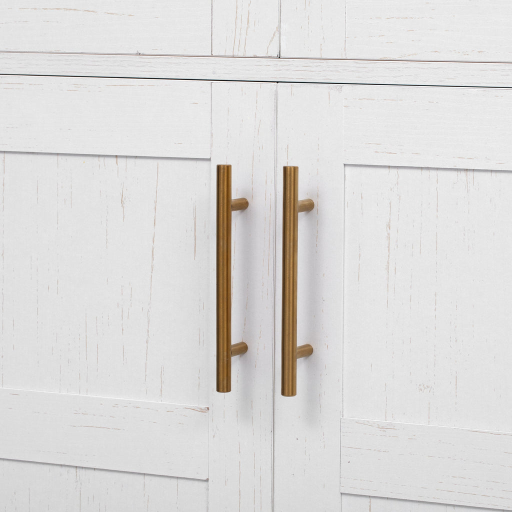 71" Tall Arched Farmhouse Kitchen Pantry Cabinet with Door Shelves
