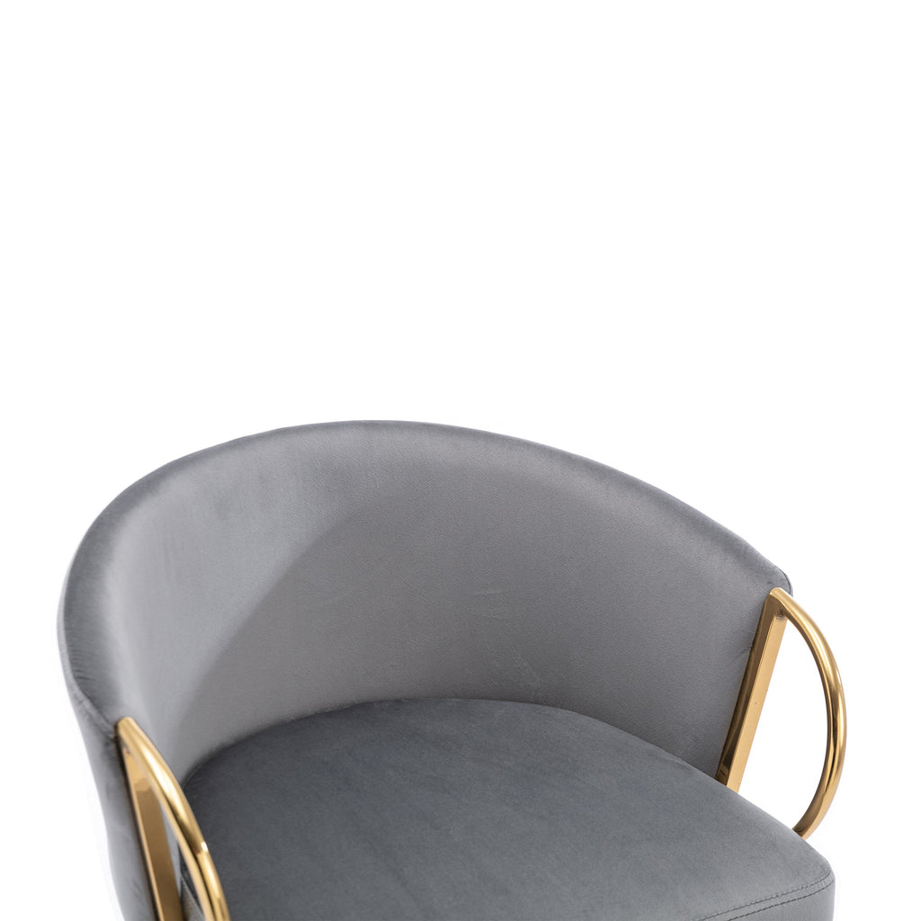 Velvet Bar Stools with Chrome Footrest and Base（Set of 2)