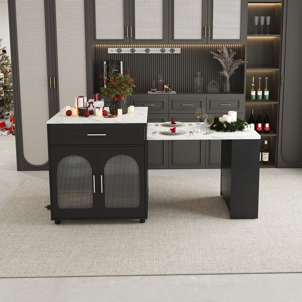 Expandable Kitchen Island with Dining Table