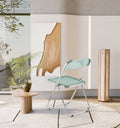 Folding Blue-Green  Ghost Chair Transparent Acrylic Stackable Chrome Frame