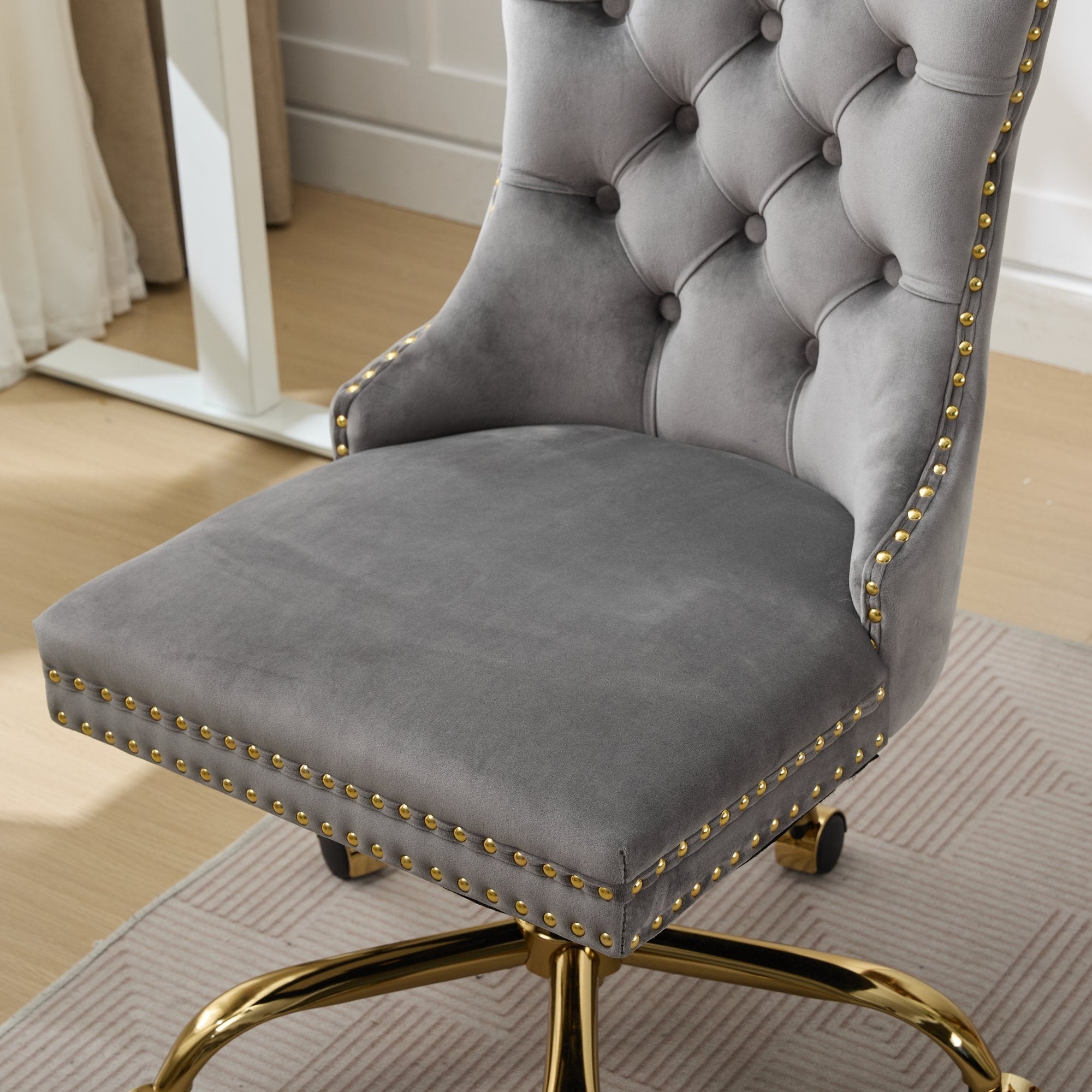 Modern Velvet Upholstered Tufted Button Home Office Chair