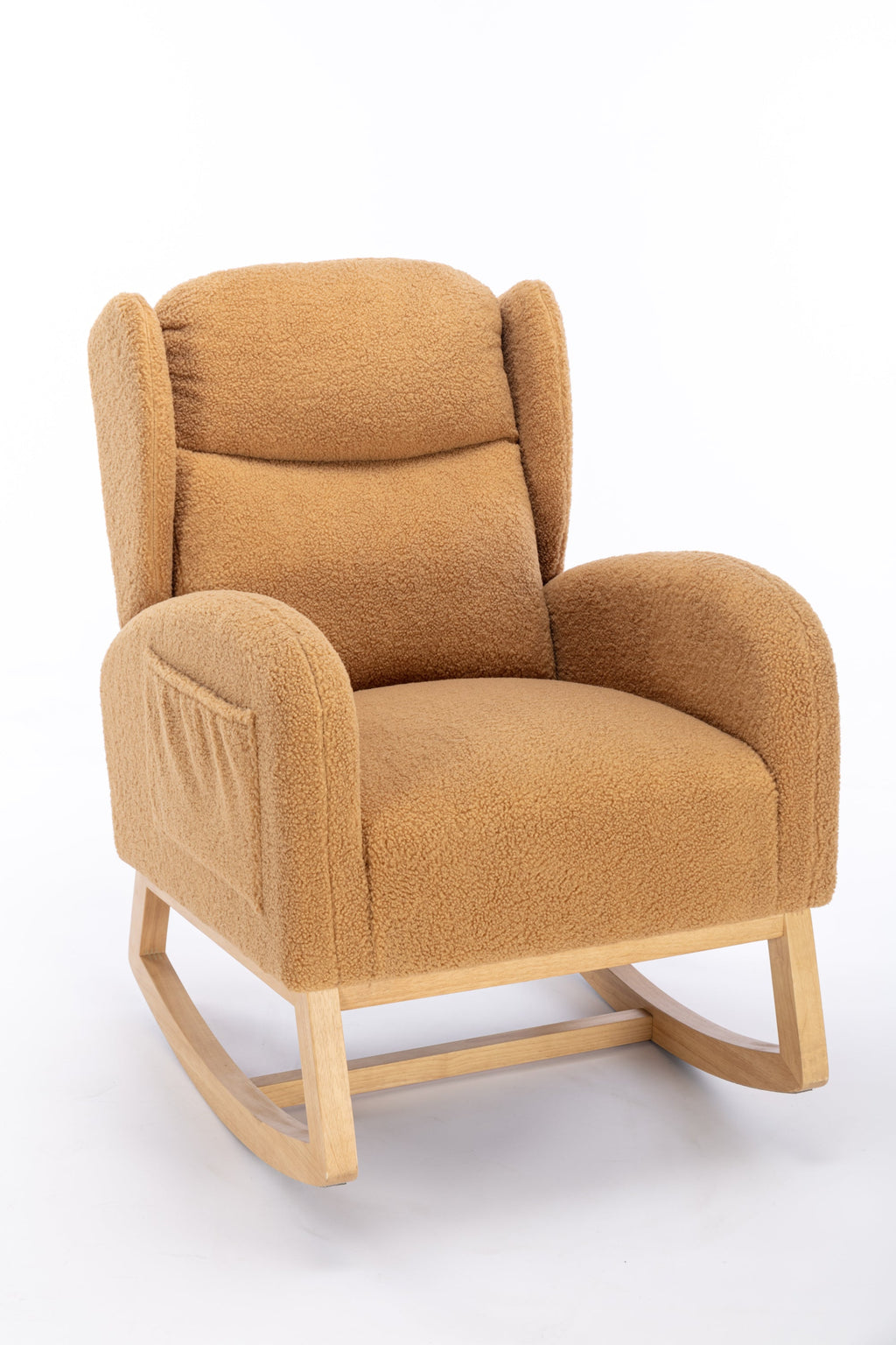 Teddy Fabric Rocking Chair with Packet Wood Legs