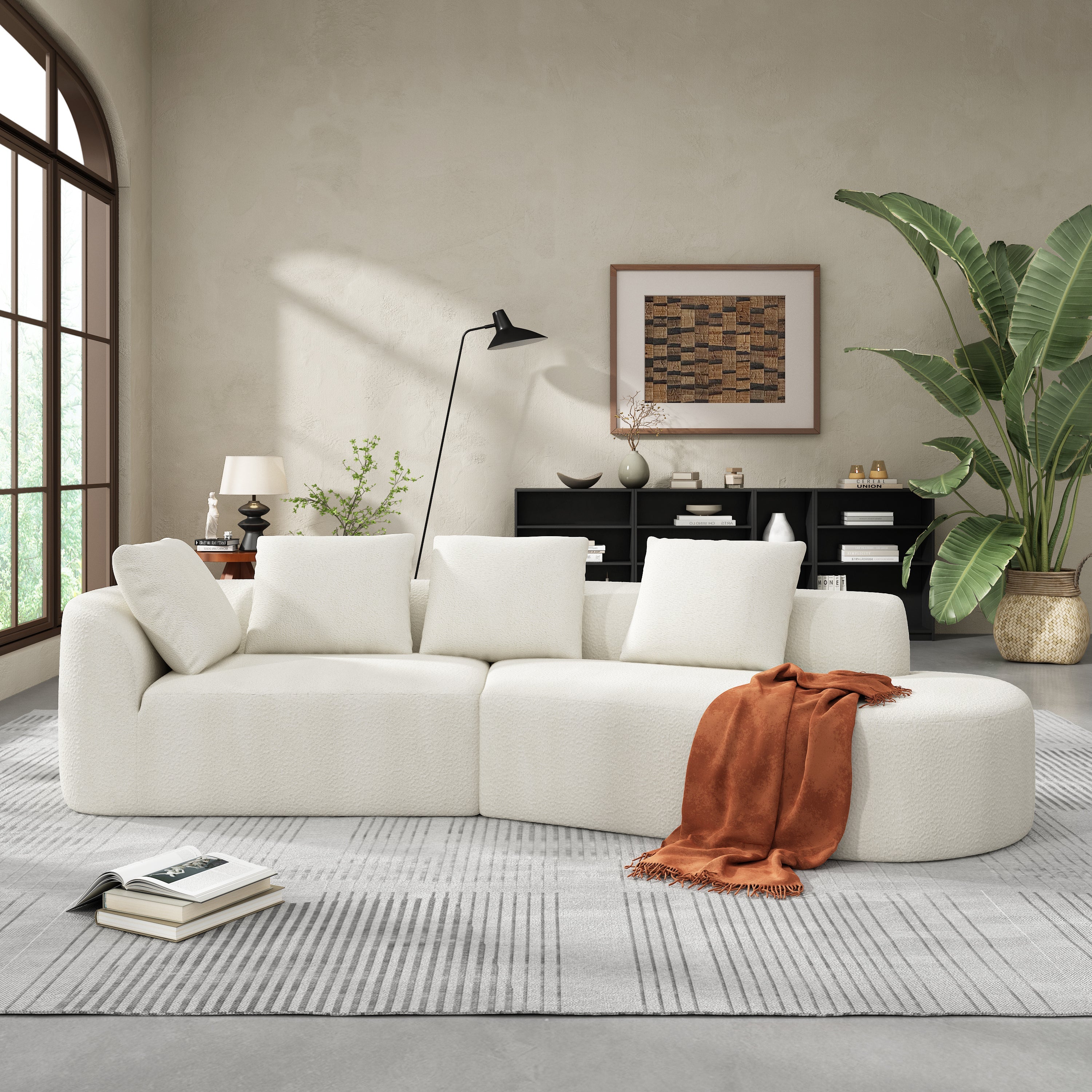 116' Modern Curved Sectional Sofa for Living Room