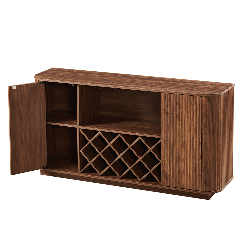 58' Wavy Curve Sideboard-Multifunctional Cabinet with Wine Storage
