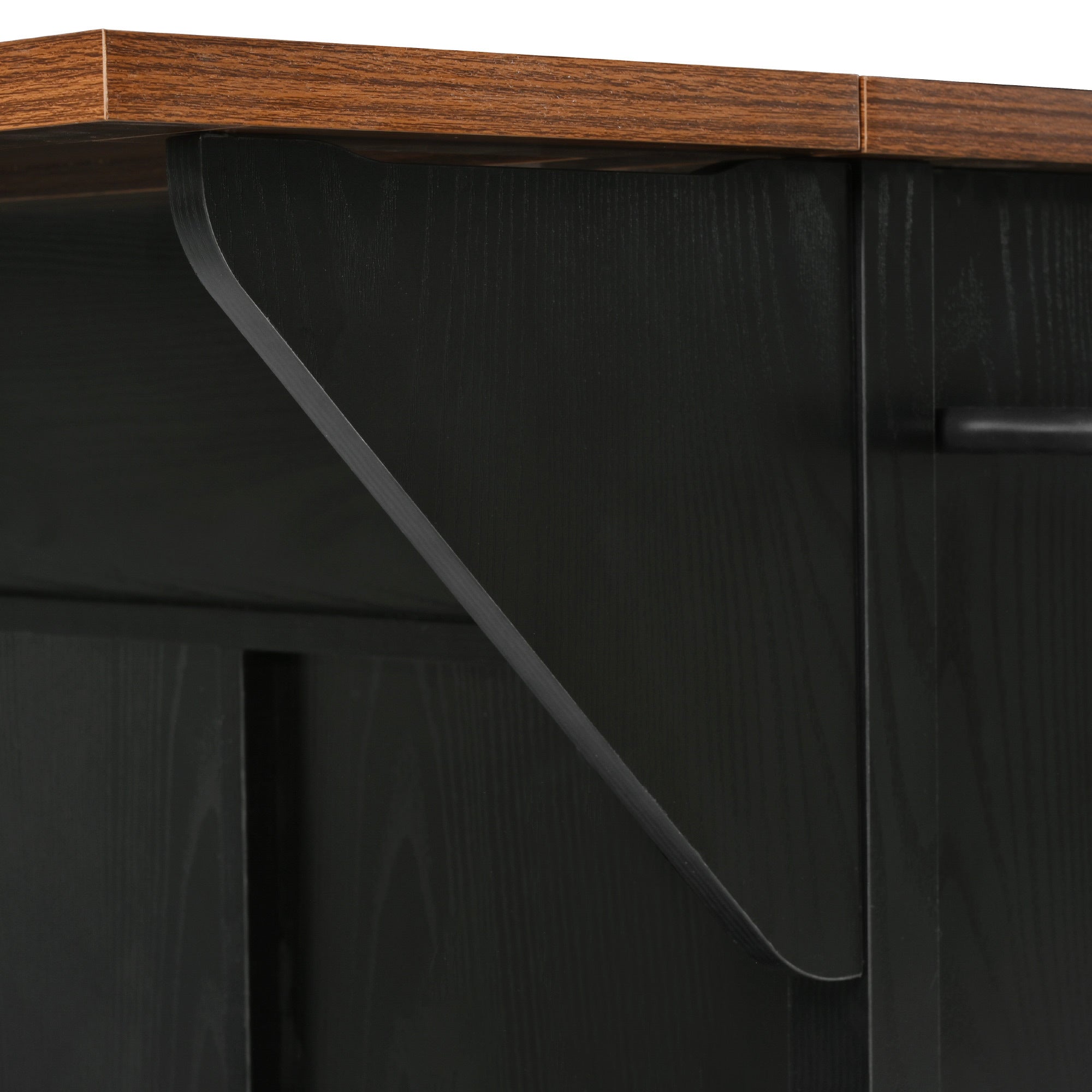 58“ Farmhouse Kitchen Island with Storage Sliding Barn Door Metal Grid Side Door