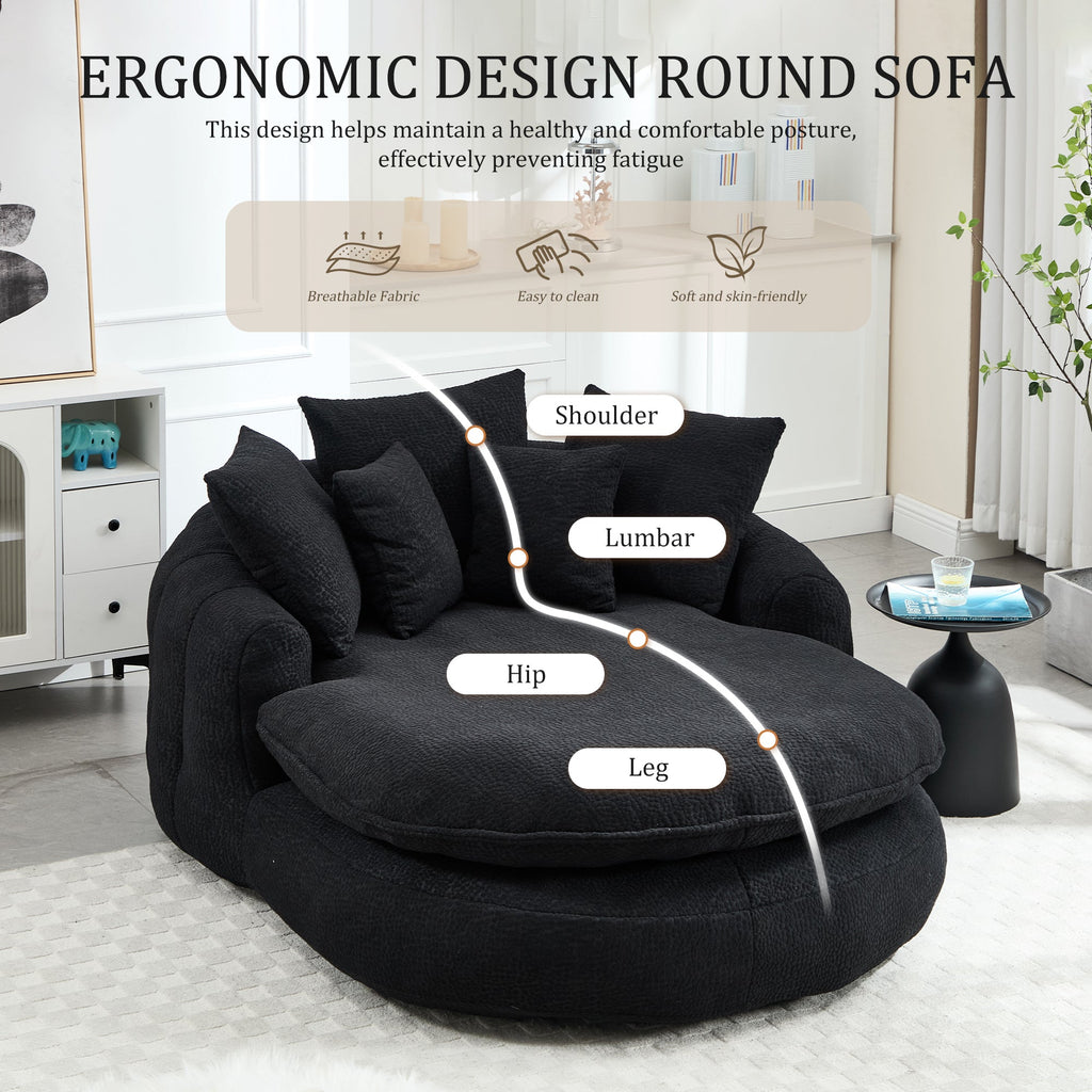 Oversized Oval Upholstered Bean Bag Sofa