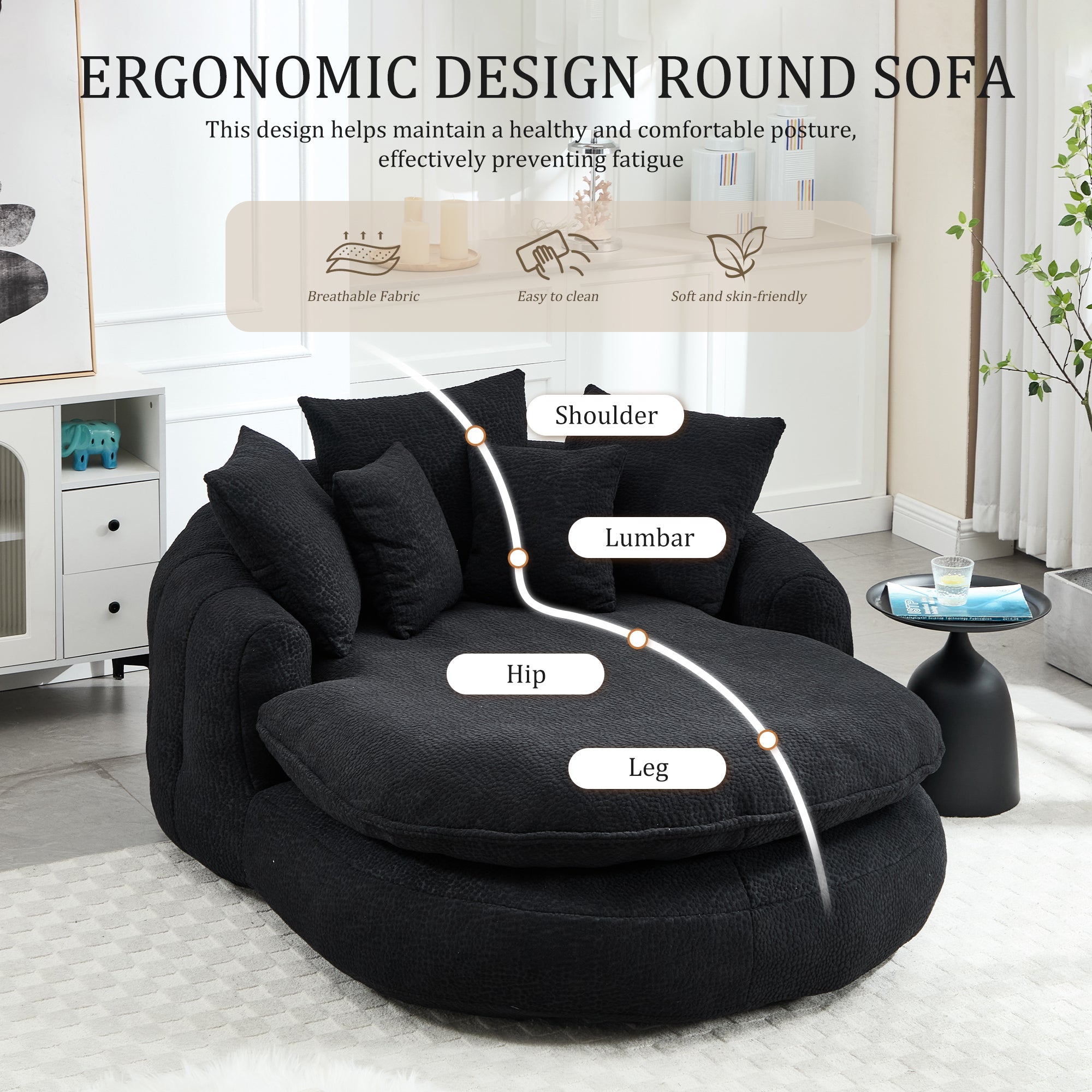 Oversized Oval Upholstered Bean Bag Sofa