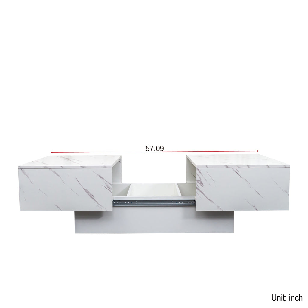 White Coffee Table with Sliding Tabletop