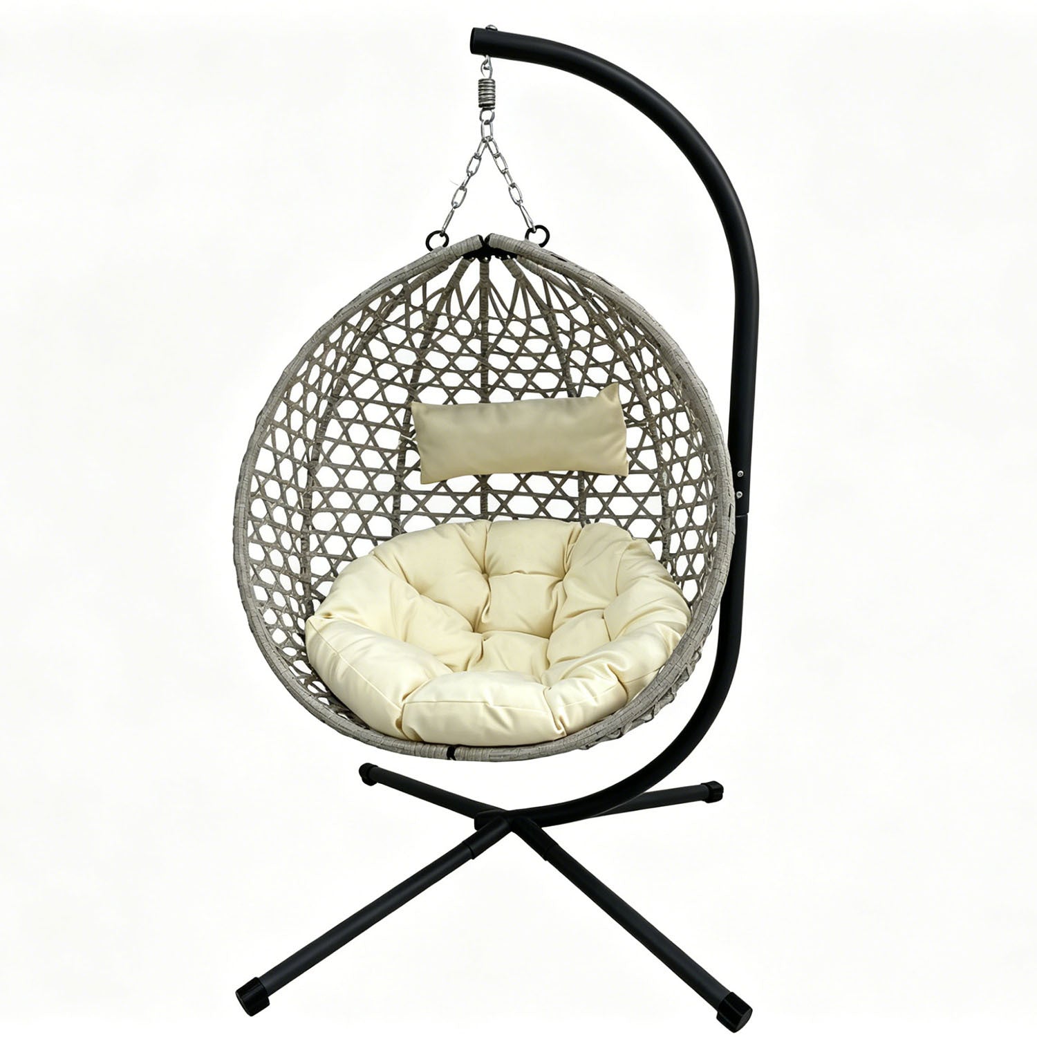Folding PE Rattan Hanging Egg Chair with Aluminum Steel Frame
