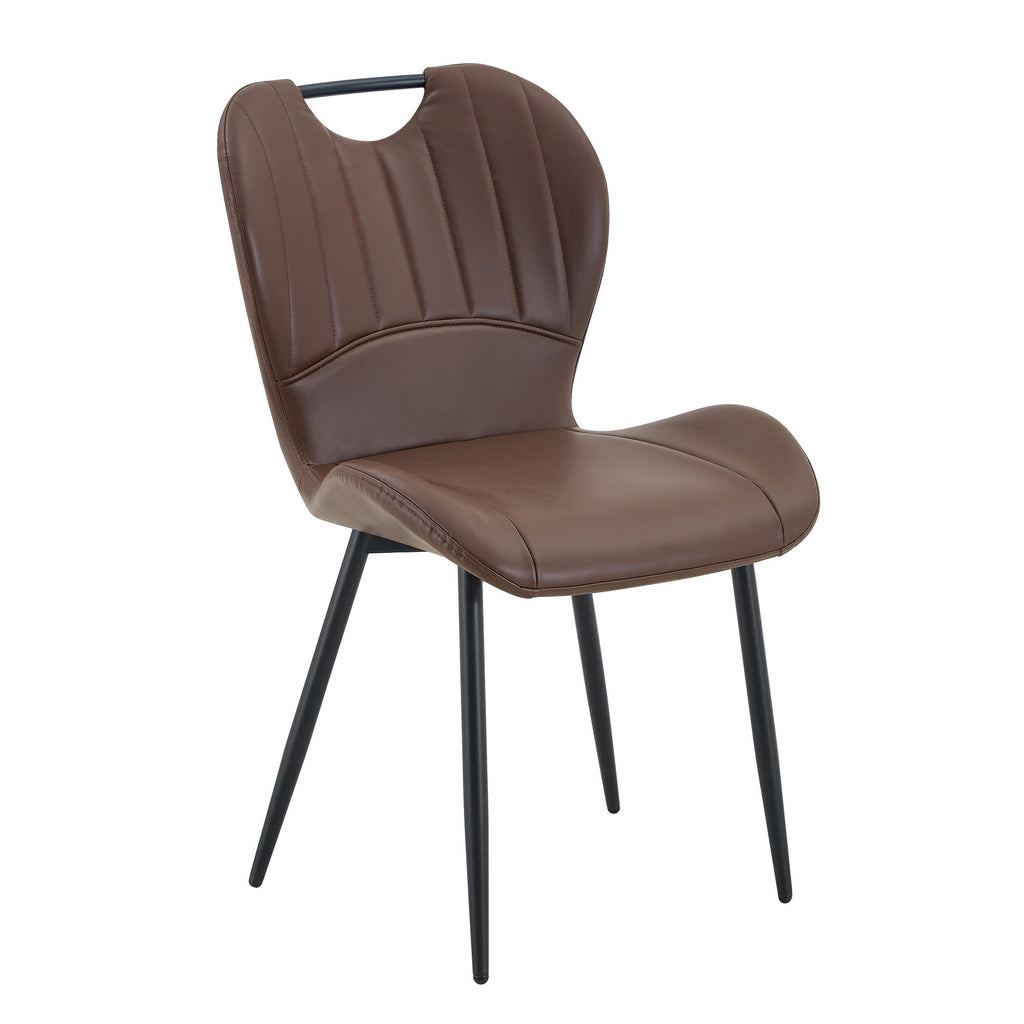 Set of 4 Fabric Dining Chairs Black Metal Frame Wide Cushioned Comfortable
