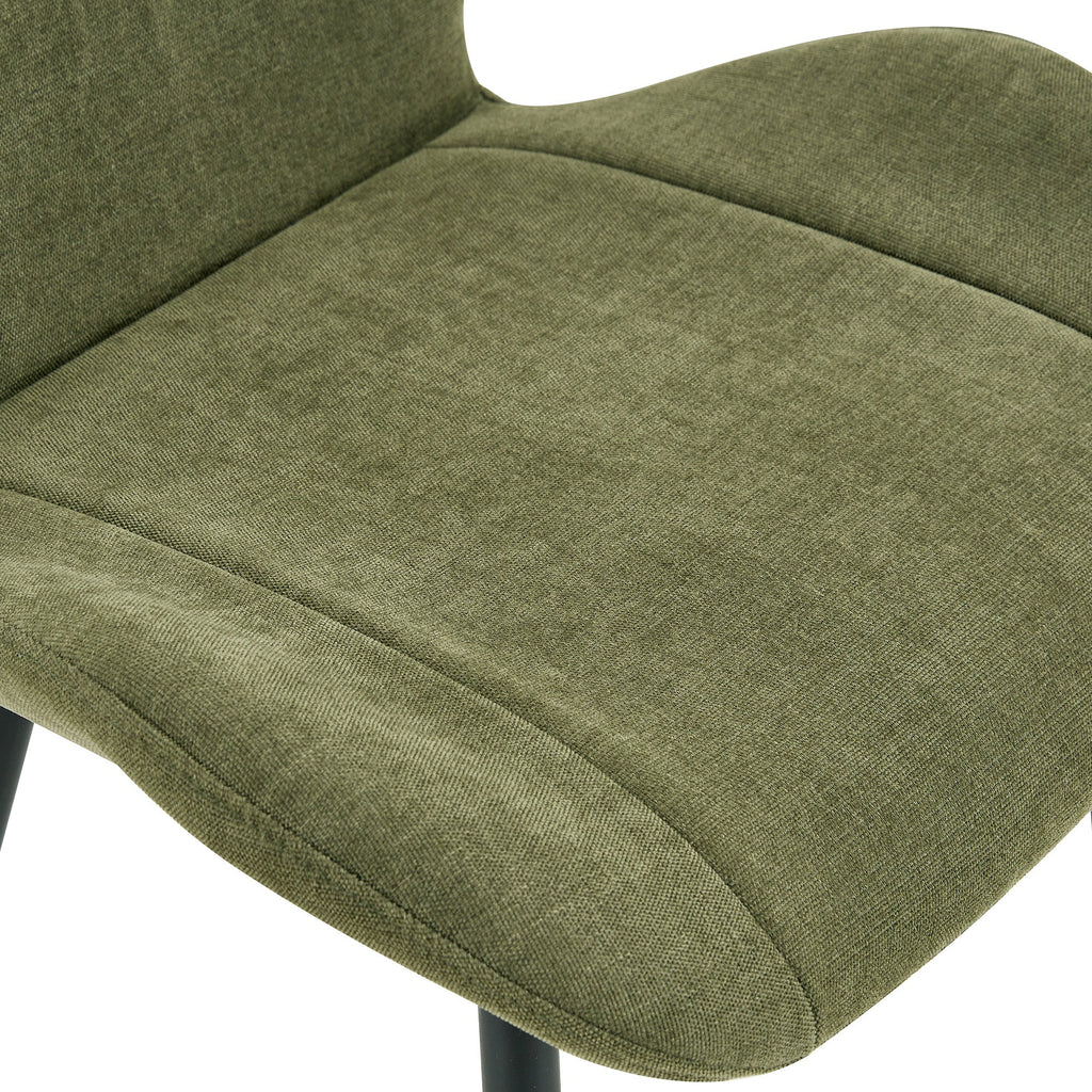 Set of 4 Fabric Dining Chairs Black Metal Frame Wide Cushioned Comfortable