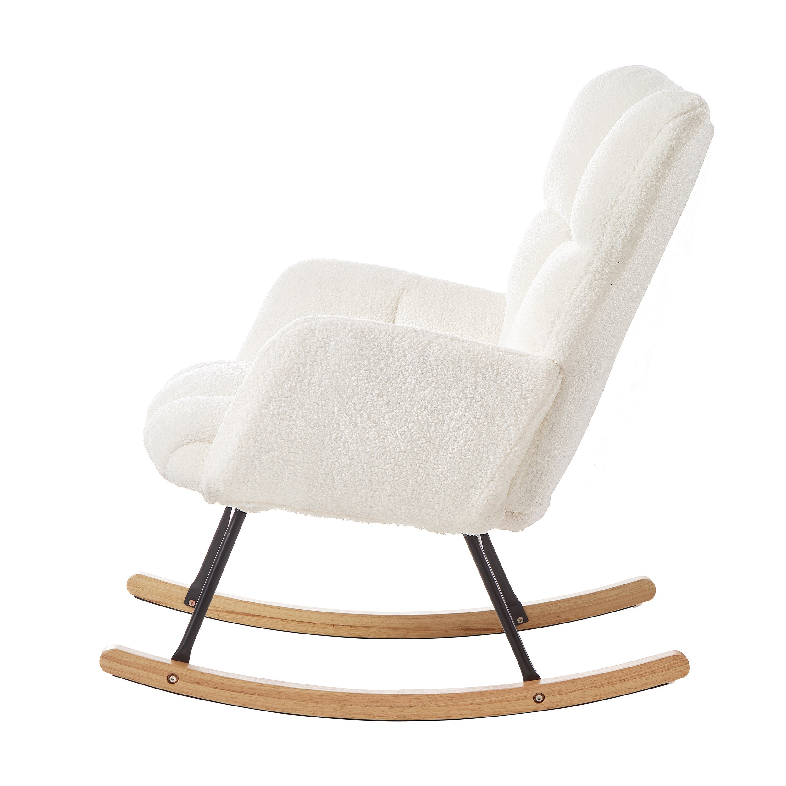 Tufted Upholstered Teddy Fabric Glider Rocking Chair