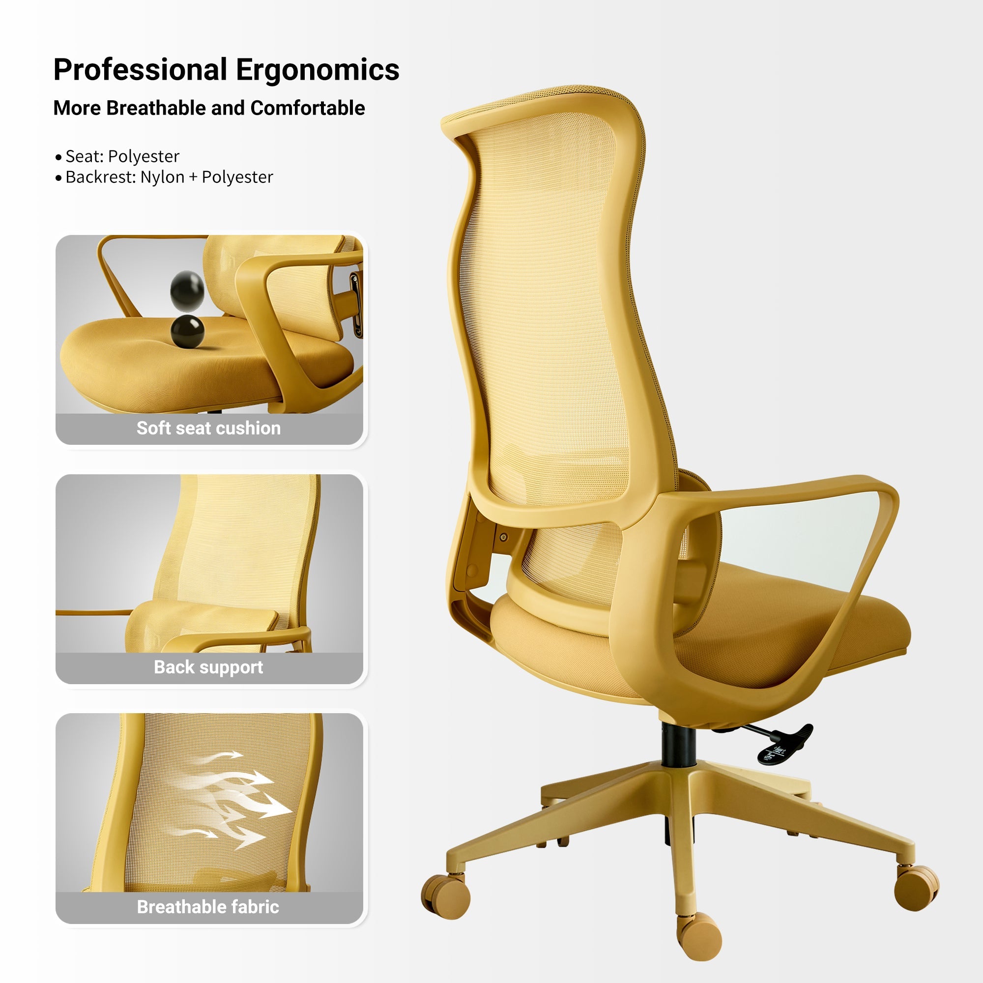Modern Executive Office Chair with Adjustable Height Lumbar Support
