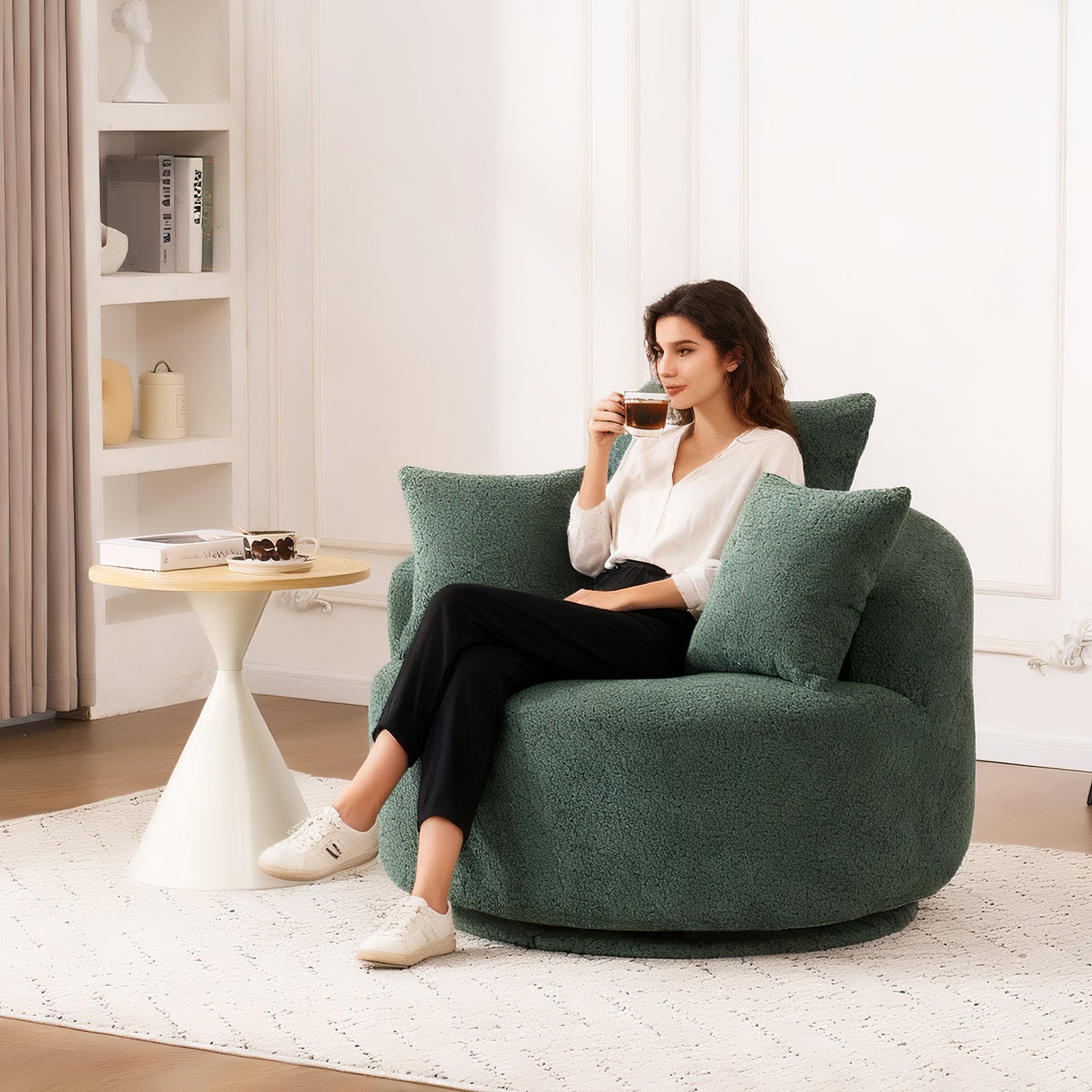 360° Swivel Round Upholstered Sofa Chair