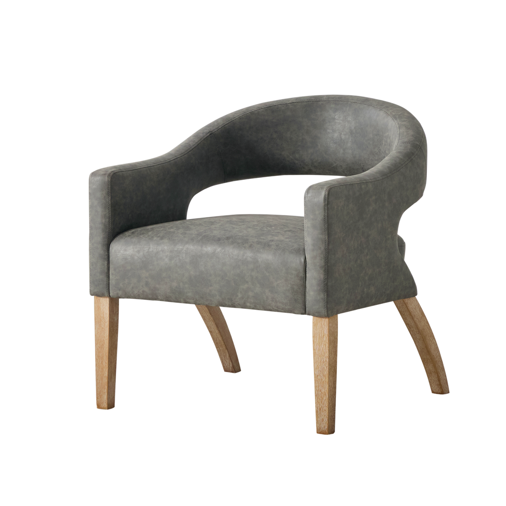 Modern Mid-Century PU Upholstered Open Back Armchair