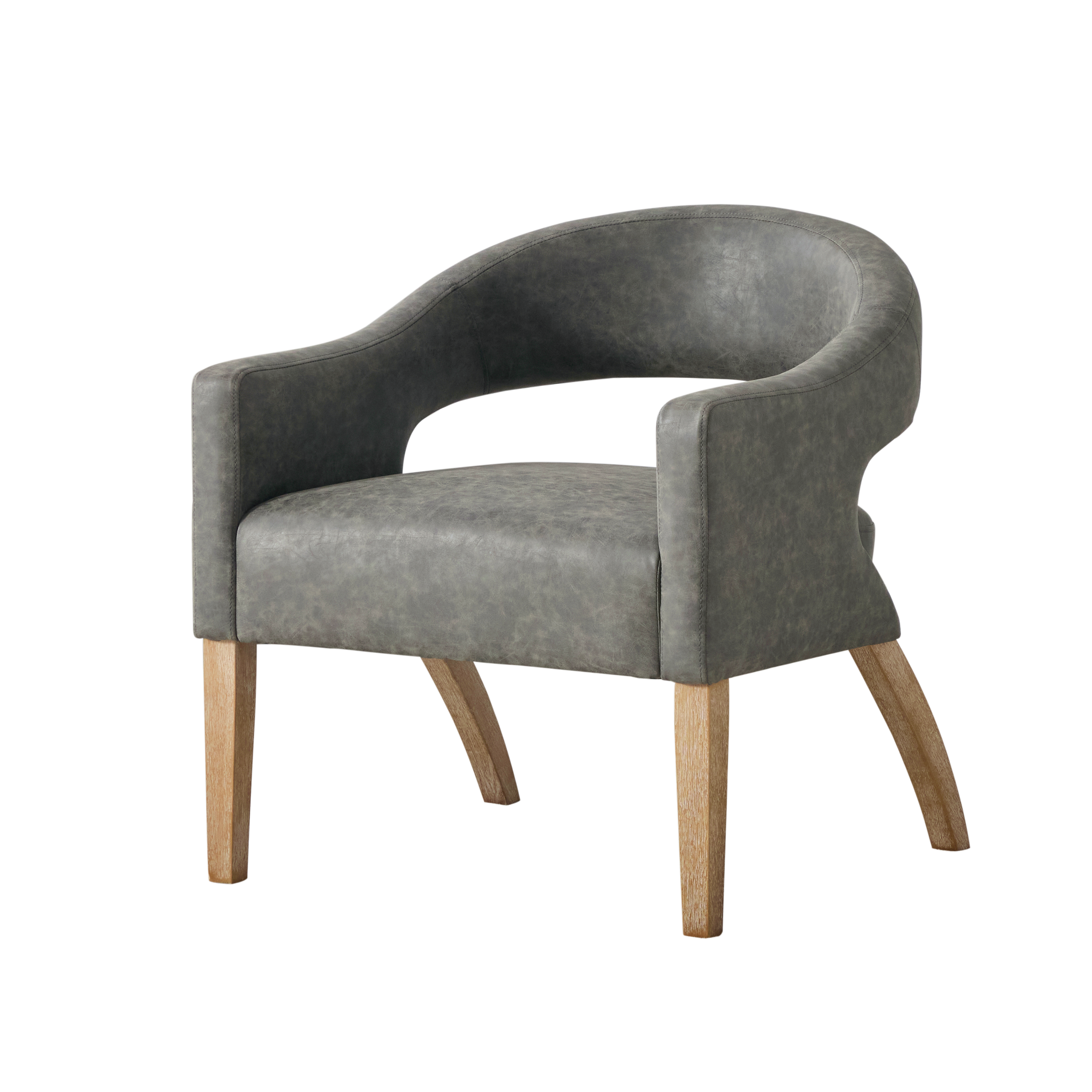 Modern Mid-Century PU Upholstered Open Back Armchair