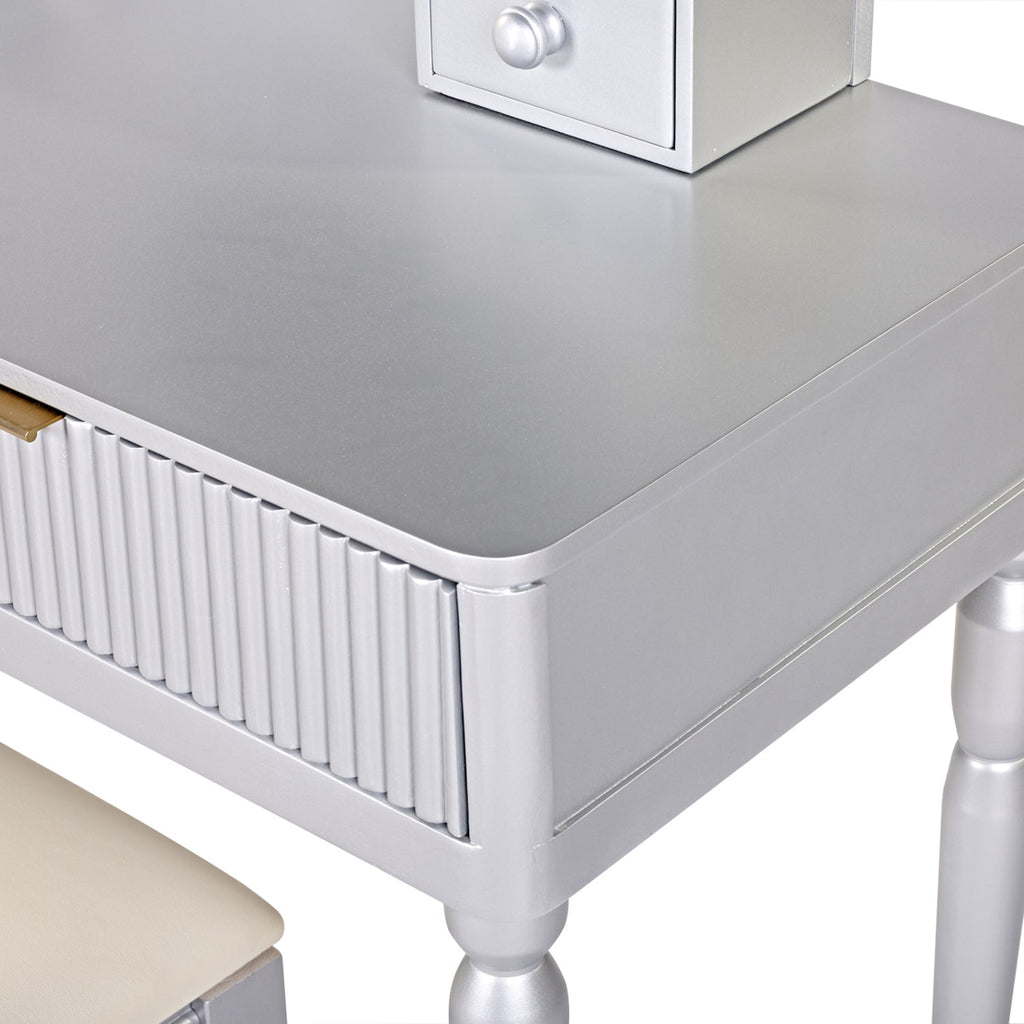 Luxury Vanity Desk with Round Mirror