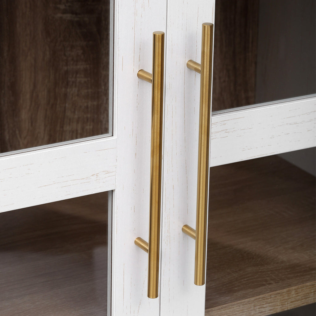 71” Tall Arched Modern Farmhouse Kitchen Pantry Cabinet with 2 Large Drawers