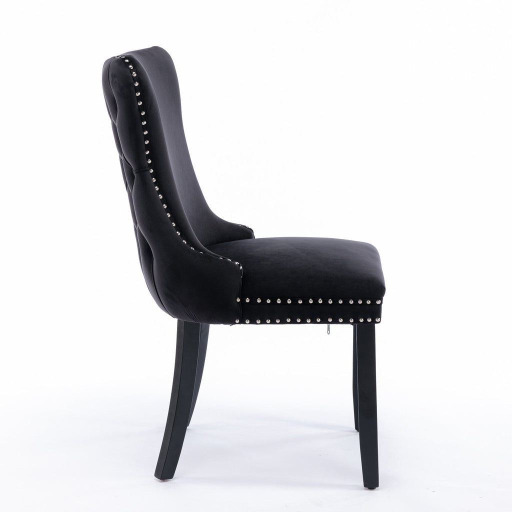 Modern Velvet Upholstered Wing-Back Dining Chairs (Set of 2)