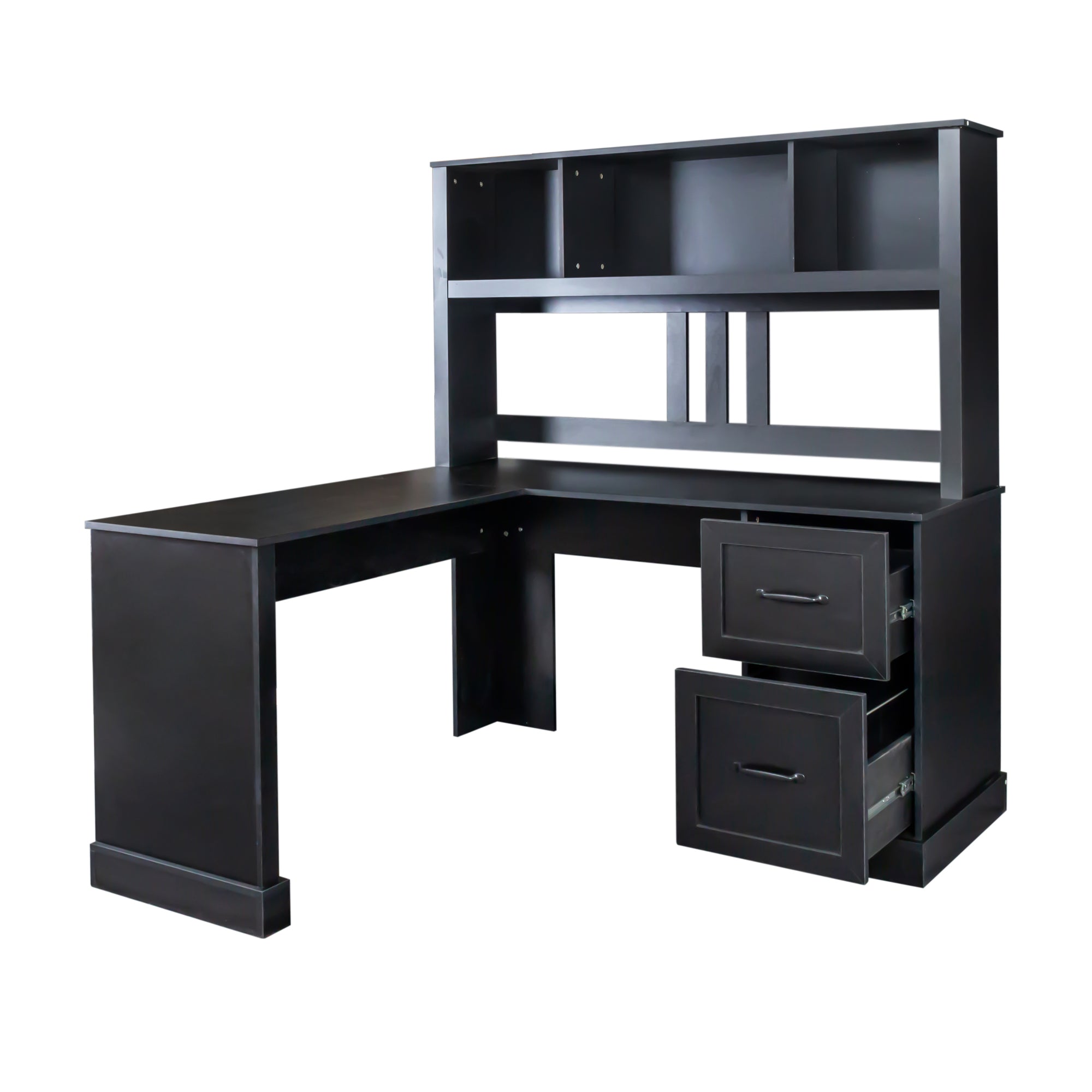Space-Saving Home Office Computer Workstation with Storage Shelves
