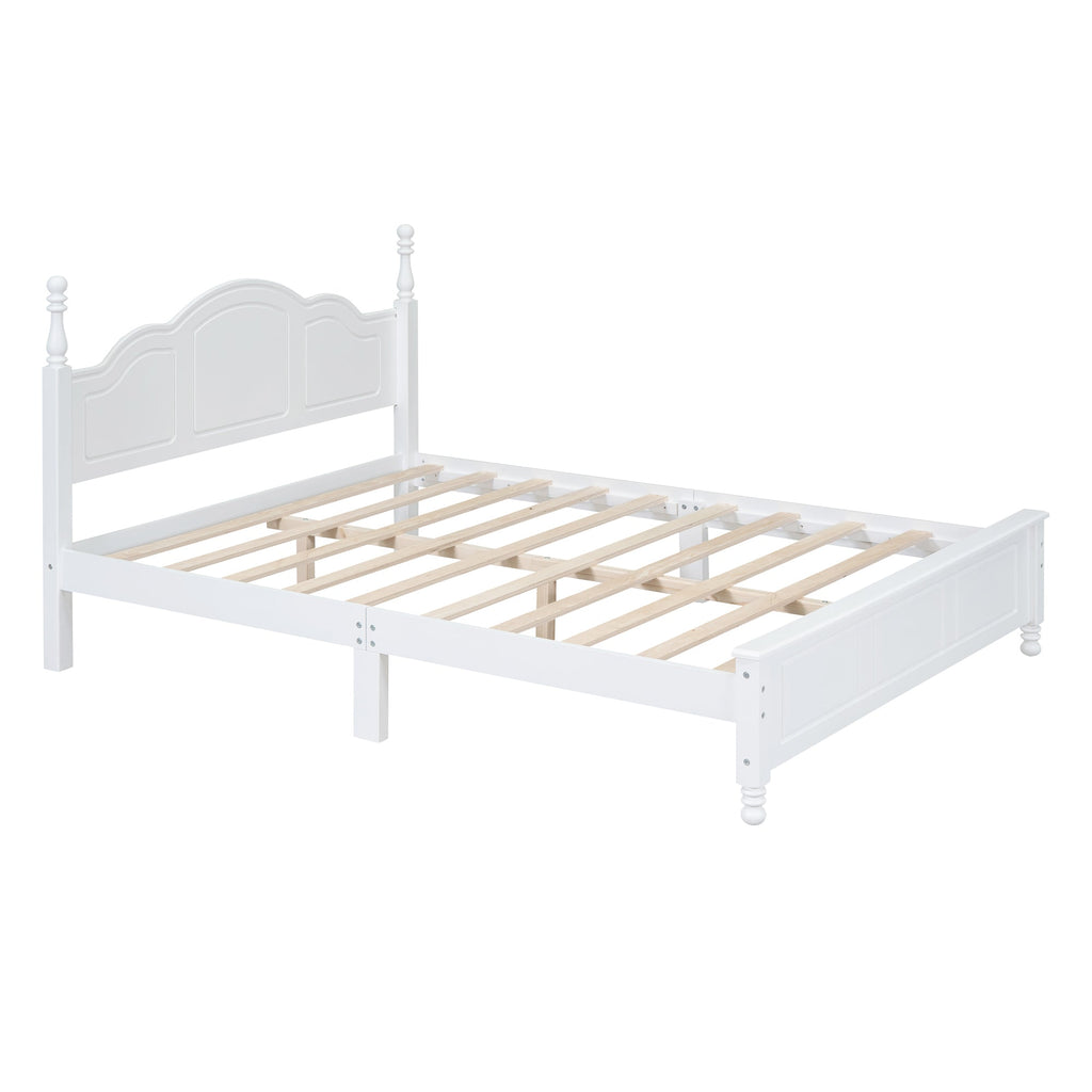 Queen Retro Style Size Wood Platform Bed Fram