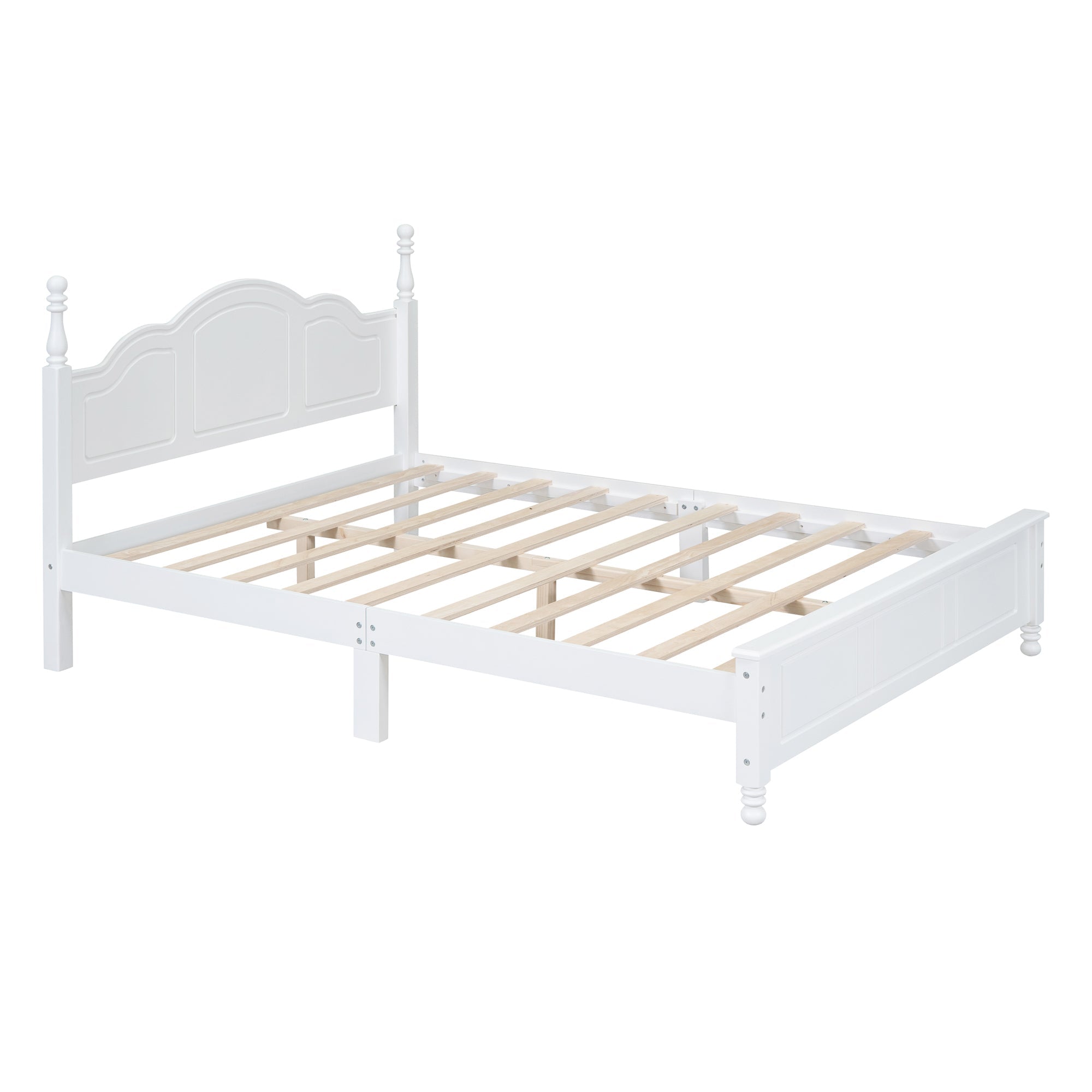 Queen Retro Style Size Wood Platform Bed Fram