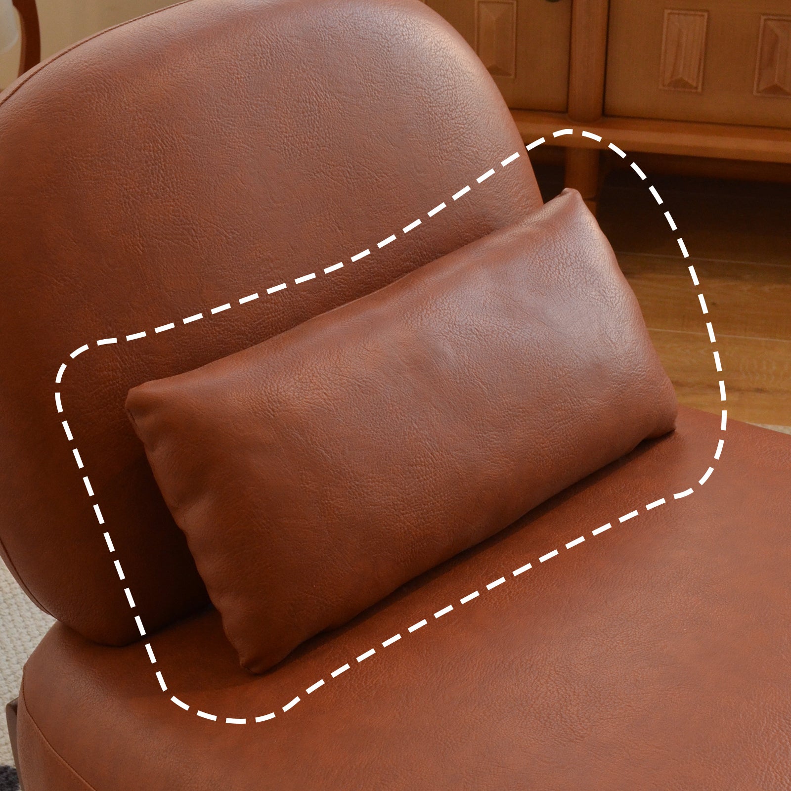 Armless Leather Accent Chair with Solid Wood Legs