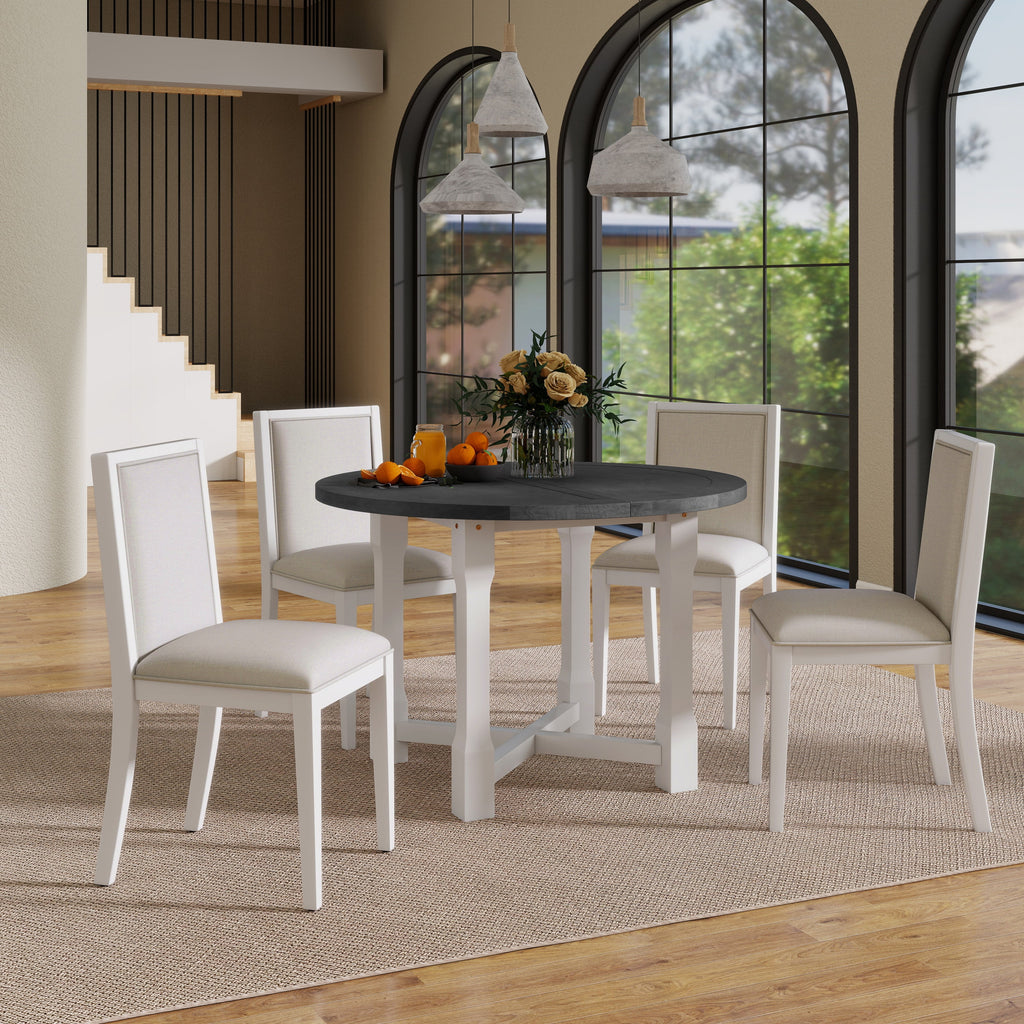 5-Piece Extendable Dining Table Set with Removable Leaf
