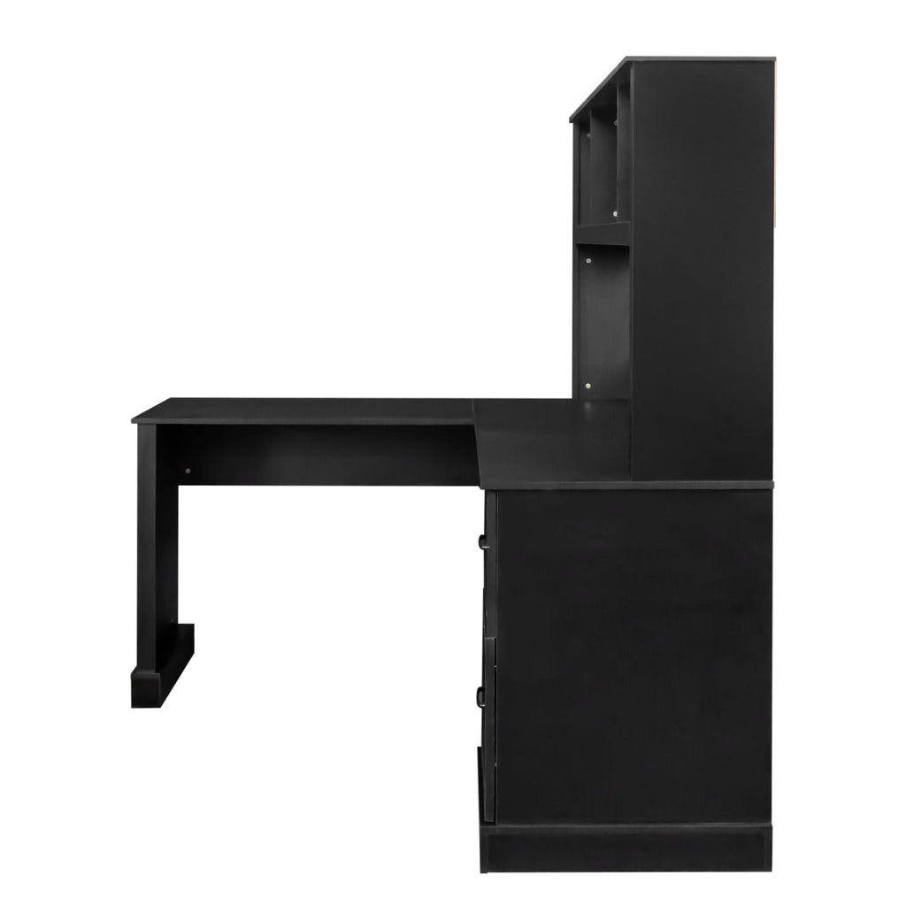 Space-Saving Home Office Computer Workstation with Storage Shelves