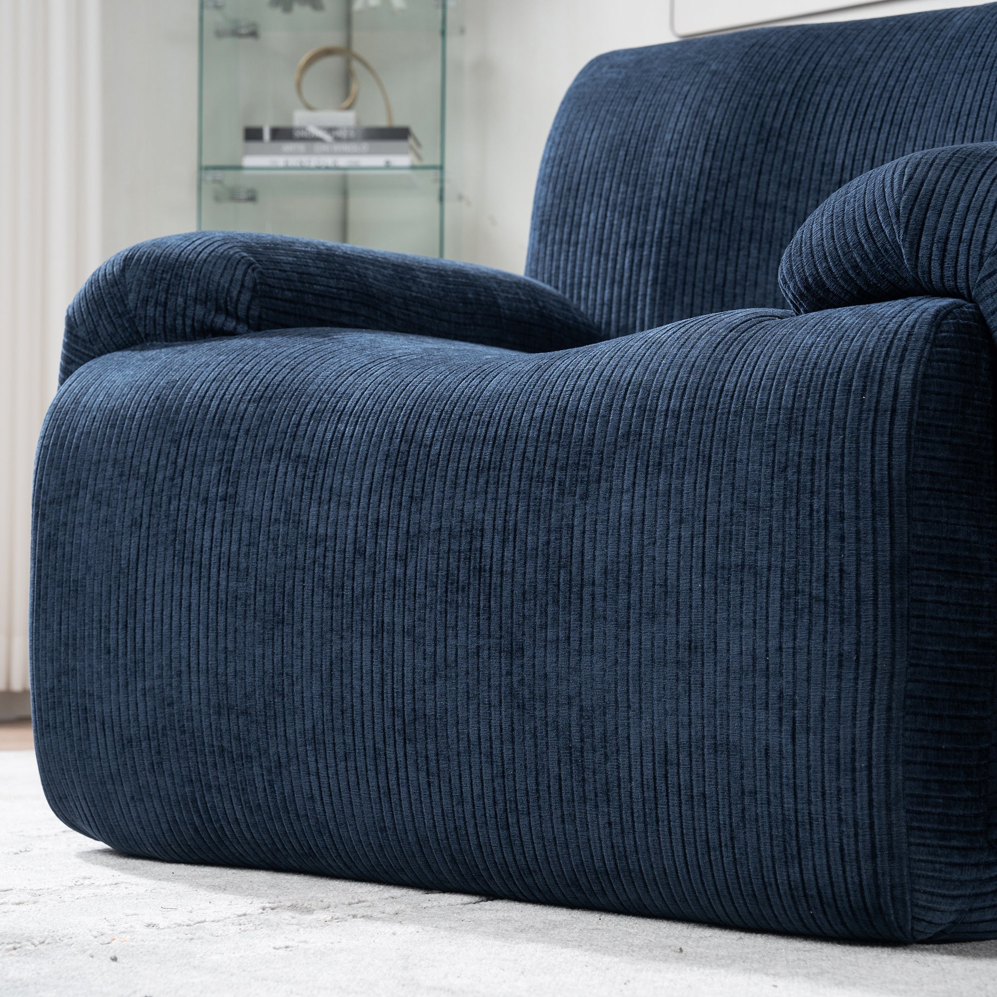 Modern Chenille Vertical Stripe Accent Chair