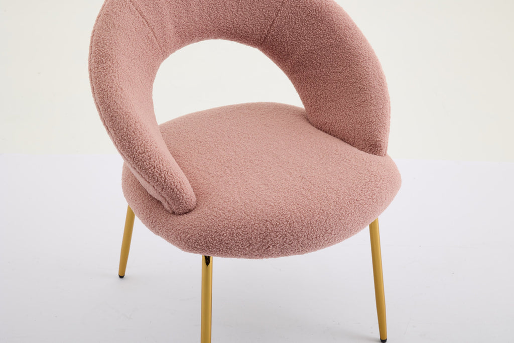 Velvet/Teddy Fabric Dining Chairs with Curved Backrest