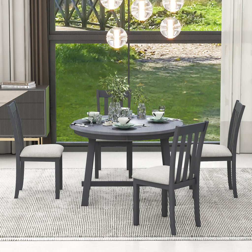 Modern Farmhouse 5-Piece Wood Dining Table Set