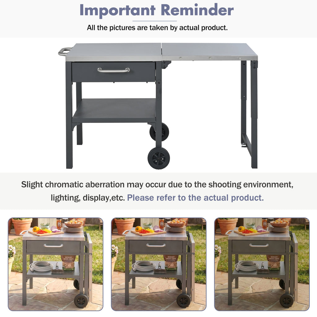 Foldable BBQ cart with storage, portable for backyard & patio cooking
