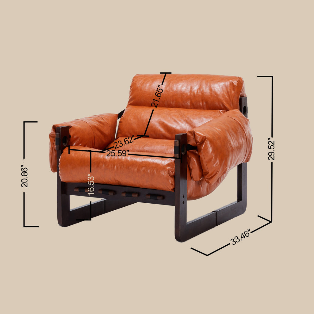 Medieval Modern Lounge Chair Removable Armrests Vintage Oil Wax Leather Sofa
