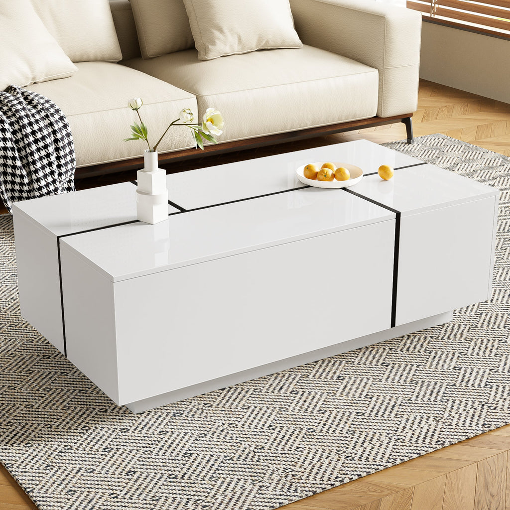 Multi-Functional Extendable Coffee Table with 2 Storage Space and Drawers