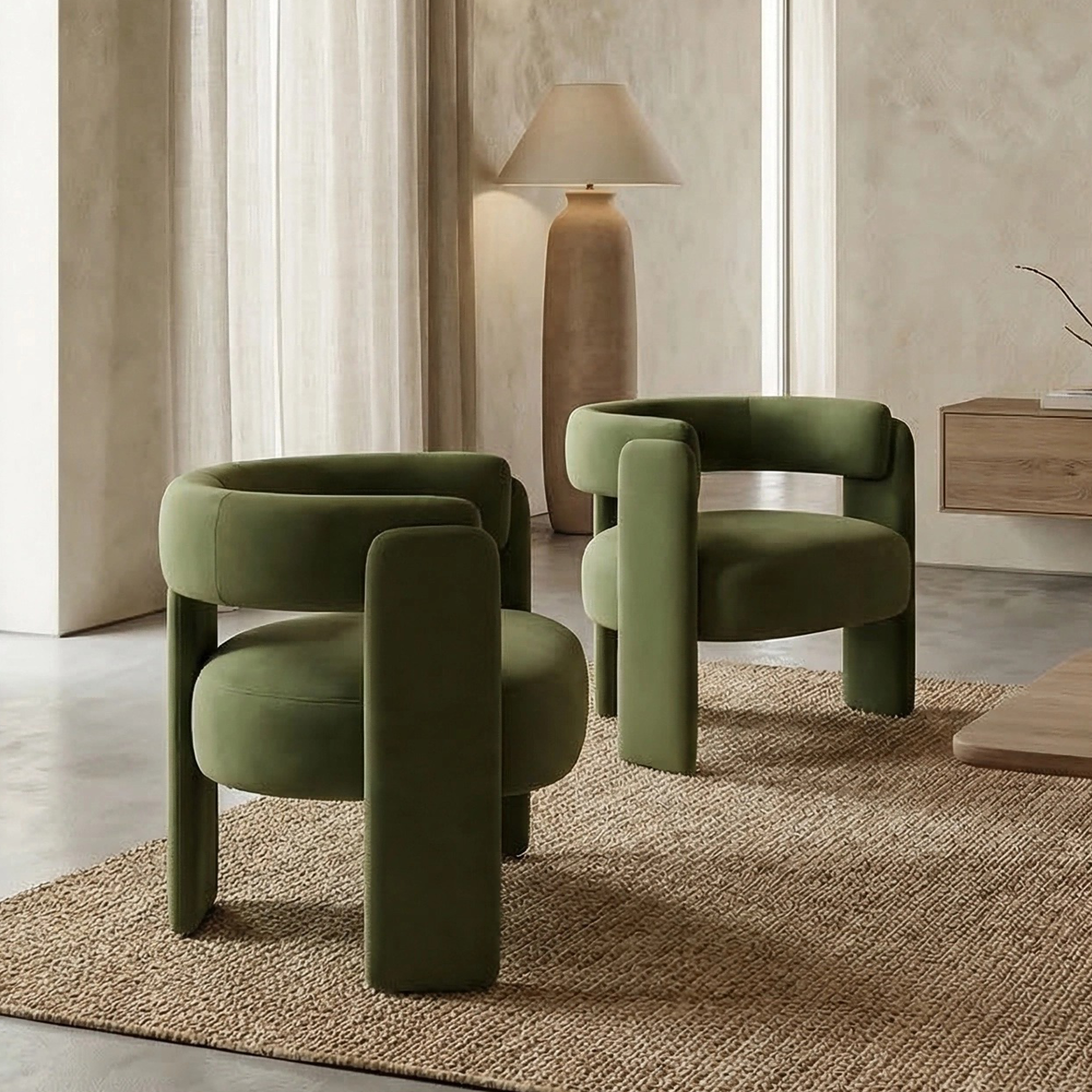 Mid-Century Velvet Comfy Single Sofa Accent Chair