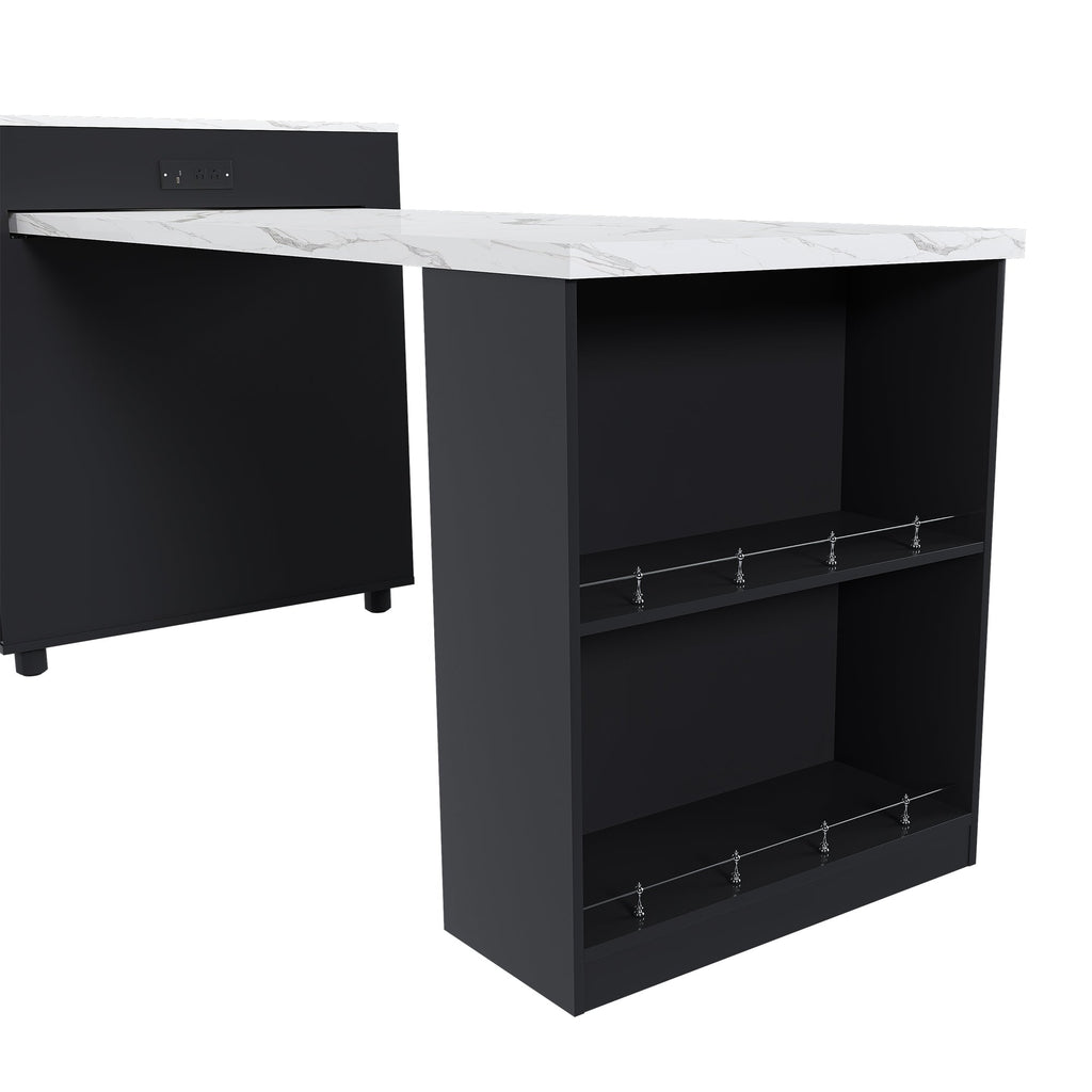 Expandable Kitchen Island with Dining Table