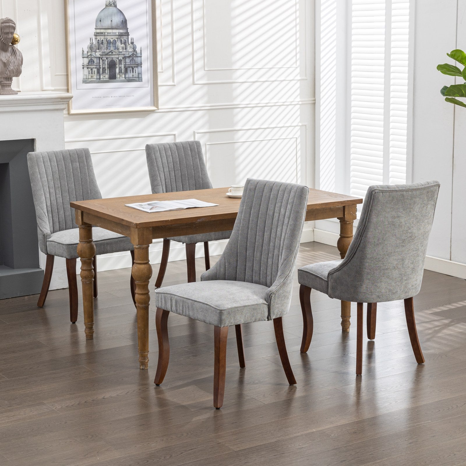 Rayon Cloth Flocking Velvet/Linen Dining Chairs (Set of 2)